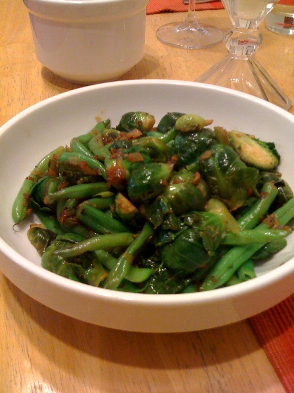 Green Beans & Brussel Sprouts with Balsamic Shallot Butter 